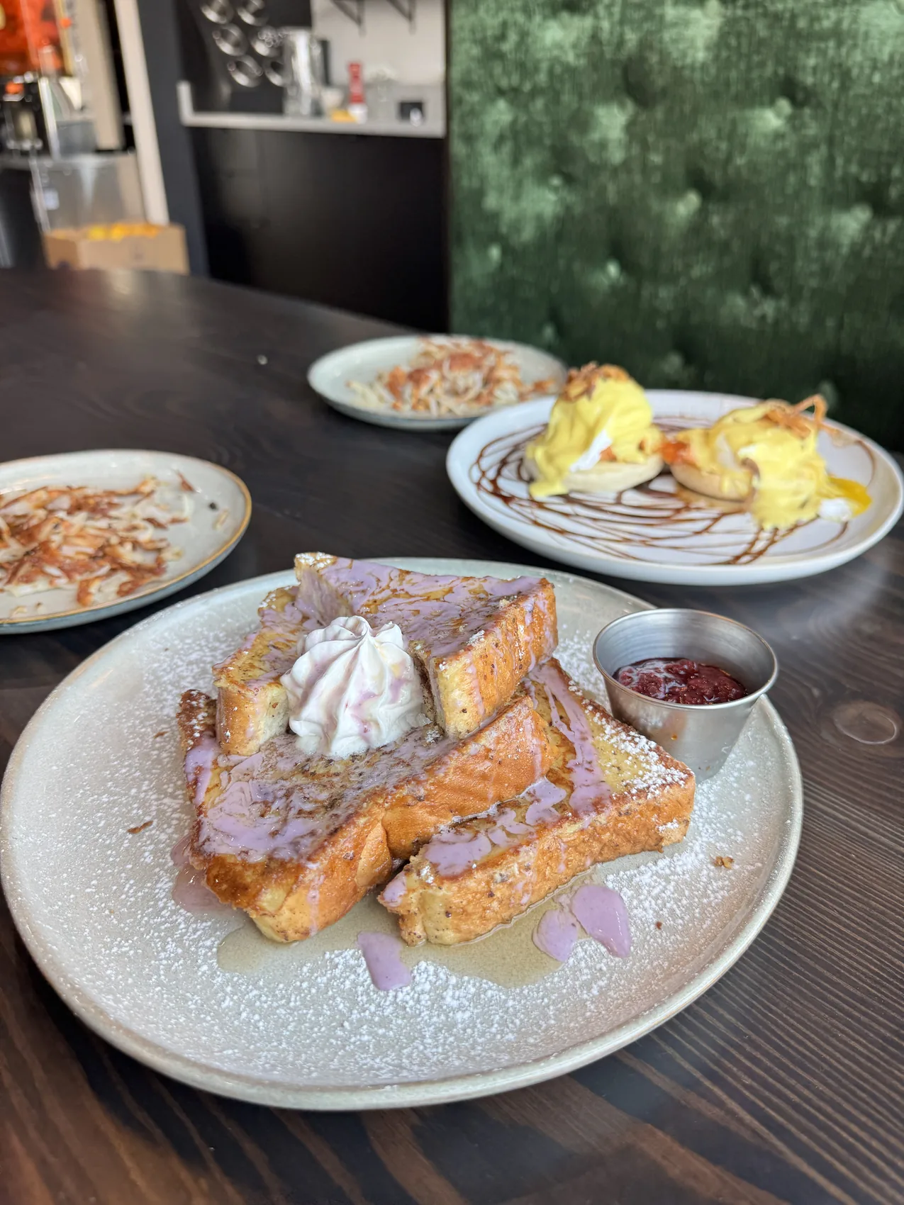 Urban Kitchen French toast with berry compote and whipped cream
